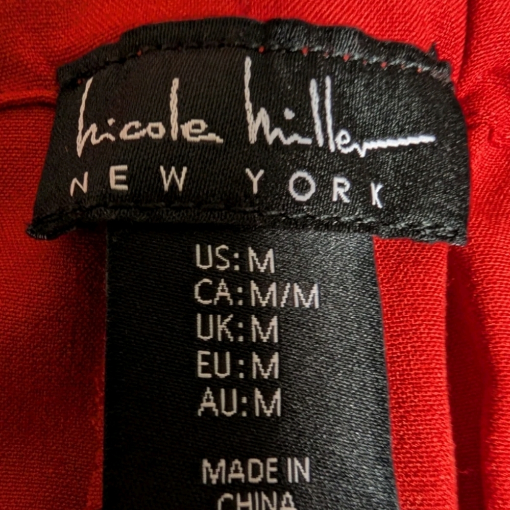 Nicole Miller Red Wide Leg Pants Size Medium - Picture 8 of 8